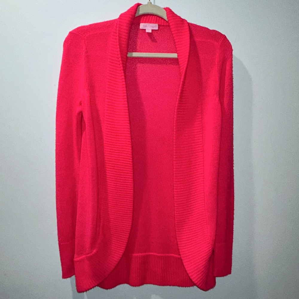 Lilly Pulitzer Open Front Hot Pink Cardigan Sweater